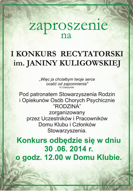 Zaproszenie na konkurs recytatorski